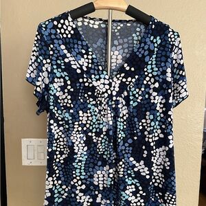 Women’s Shades of Blue and White Polka Dot Blouse
